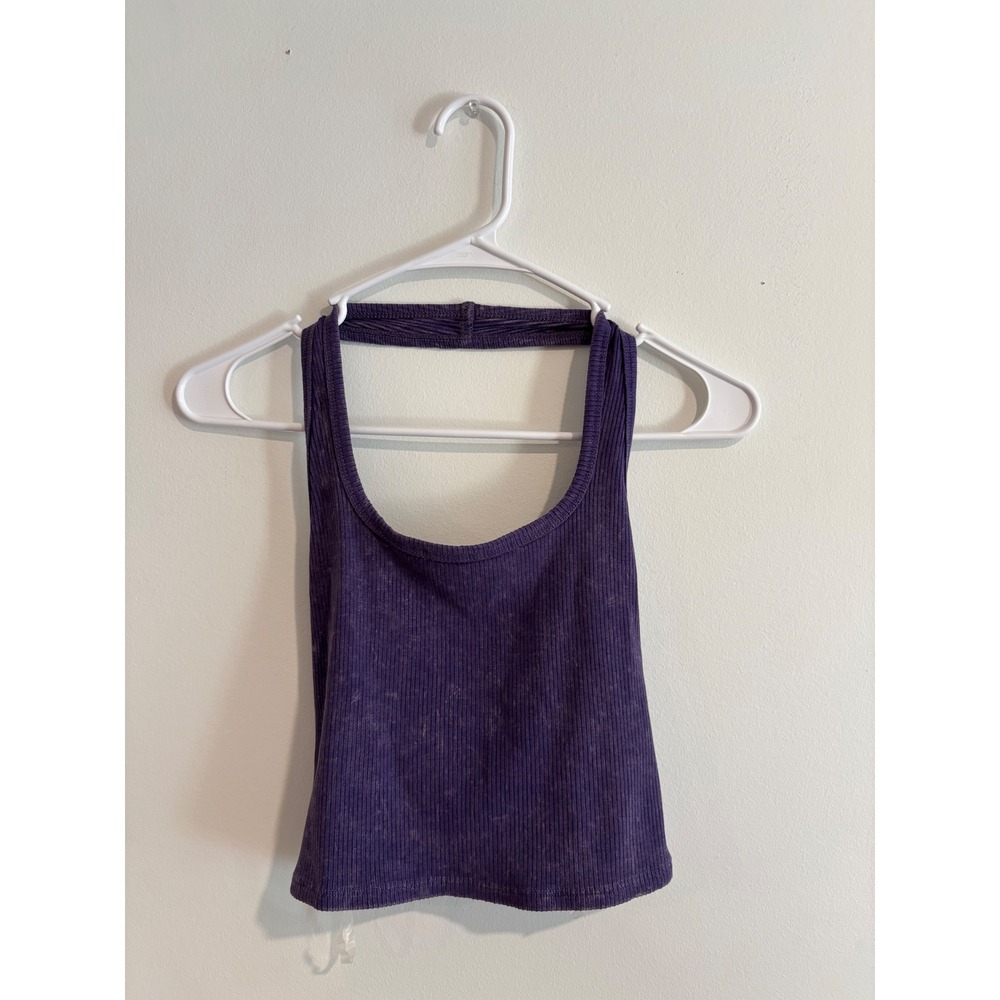 Wild Fable Ribbed Halter Tank Top‎ Womens XS Purple Acid Wash Open Back